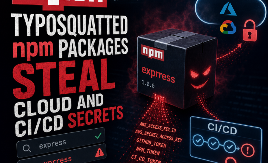 Illustration of Typosquatted npm Packages Steal Cloud and CI/CD Secrets