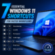 Windows 11 shortcut cheat sheet showing seven keyboard shortcuts for faster workflows and productivity