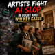 Artists in court, united against AI content misuse, celebrating a legal victory for creative rights