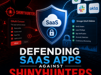 Diagram of SaaS app security defenses against ShinyHunters OAuth abuse attacks