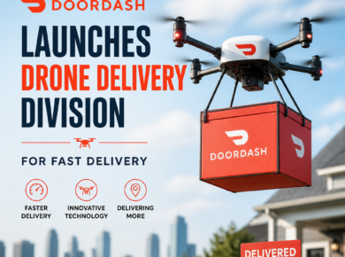 DoorDash drone delivering food for fast delivery service