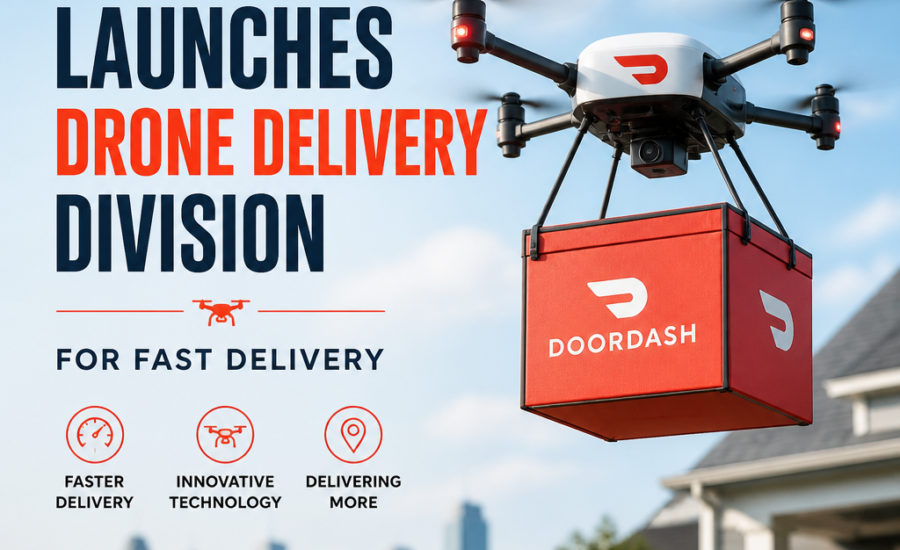 DoorDash drone delivering food for fast delivery service