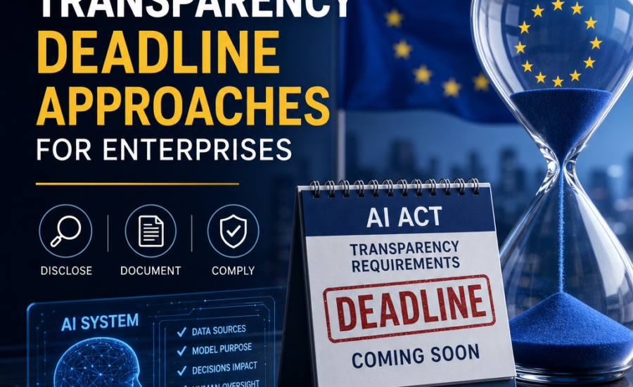 EU AI transparency deadline approaching, with compliance and disclosure requirements for enterprises.