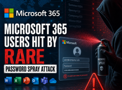 Cybersecurity alert warning Microsoft 365 users about a rare password spray attack