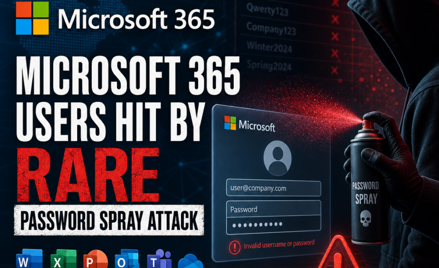Cybersecurity alert warning Microsoft 365 users about a rare password spray attack