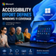 Windows 11 accessibility features shown in a colorful Microsoft-style infographic