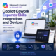 Microsoft Copilot Cowork interface highlighting skills, integrations, and device security features in Microsoft 365