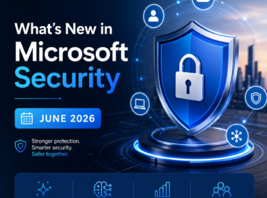 Microsoft Security June 2026 overview with new features and updates listed in a dashboard-style layout