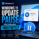 Windows 11 update settings showing pause updates option available indefinitely
