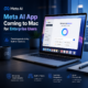 Meta AI app on a Mac screen, showing secure enterprise productivity tools for business teams.