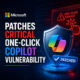 Microsoft Copilot security warning with shield graphic highlighting a critical one-click vulnerability patch