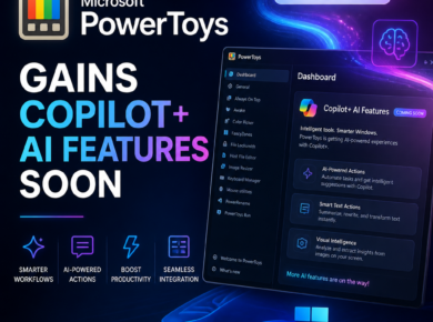 Microsoft PowerToys announcement about upcoming Copilot+ AI features for productivity and integration