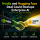Nvidia and Hugging Face partnership graphic about enterprise AI, faster development, scalability, and innovation