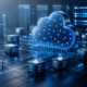 Glowing cloud network with interconnected data nodes and servers representing an integrated management system.